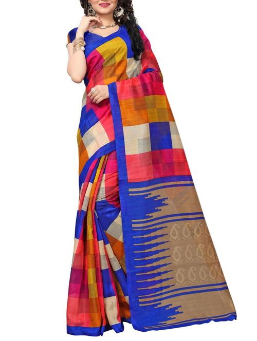 Geometrical Bhagalpuri Saree with blouse - 15416462 - Standard Image - 1