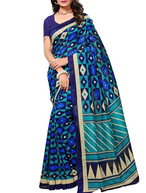 Geometrical Bhagalpuri Saree with blouse - 15416463 - Standard Image - 1