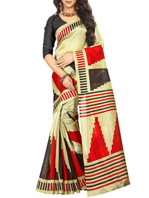 Temple bordered bhagalpuri saree with blouse - 15416468 - Standard Image - 1
