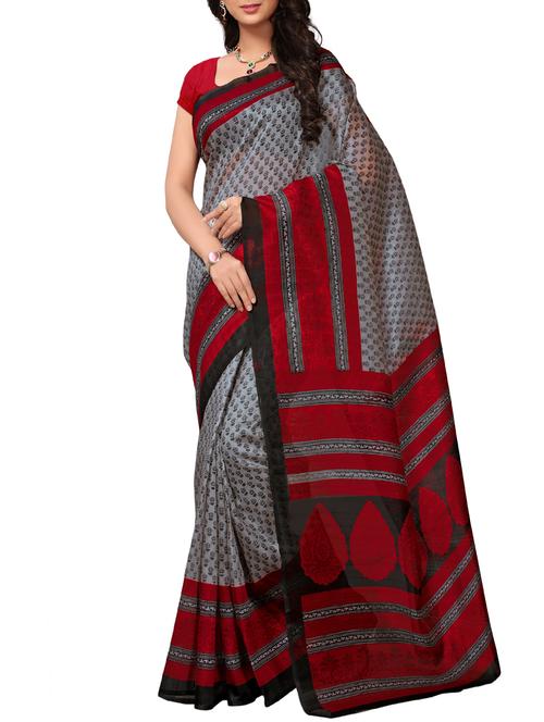 Contrast bordered bhagalpuri saree with blouse - 15416482 - Standard Image - 1