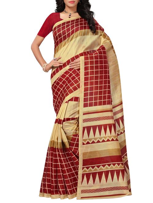 Checkered Bhagalpuri Saree with blouse - 15416485 - Standard Image - 1