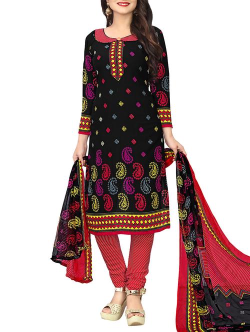 Printed unstitched churidaar suit - 15416532 - Very Small Image - 1