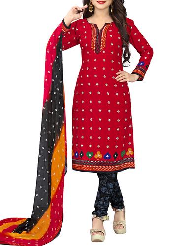 Printed unstitched churidaar suit - 15416533 - Very Small Image - 1