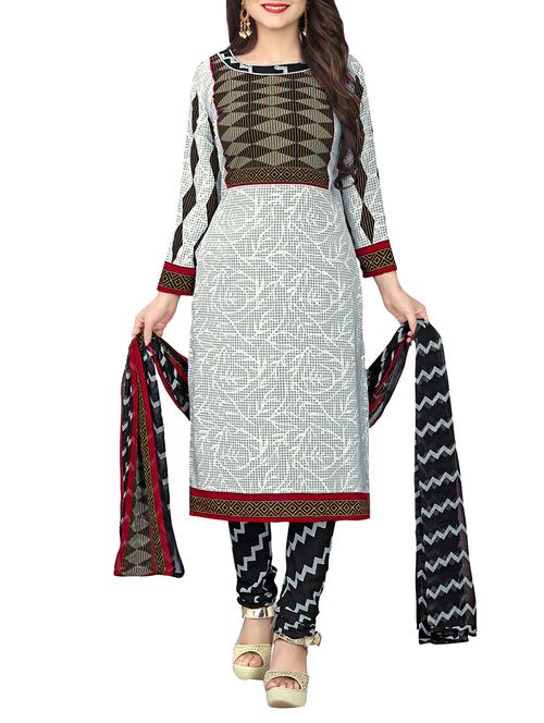Printed unstitched churidaar suit - 15416547 - Very Small Image - 1