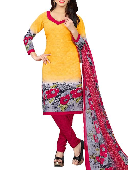Printed unstitched churidaar suit - 15416550 - Very Small Image - 1