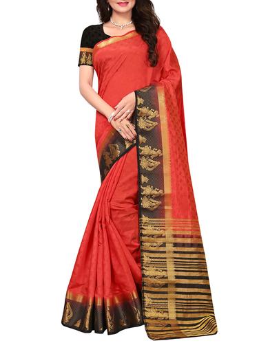 Zari bordered tussar silk saree with blouse - 15416564 - Very Small Image - 1