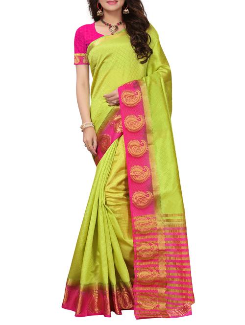 Zari bordered tussar silk saree with blouse - 15416574 - Very Small Image - 1