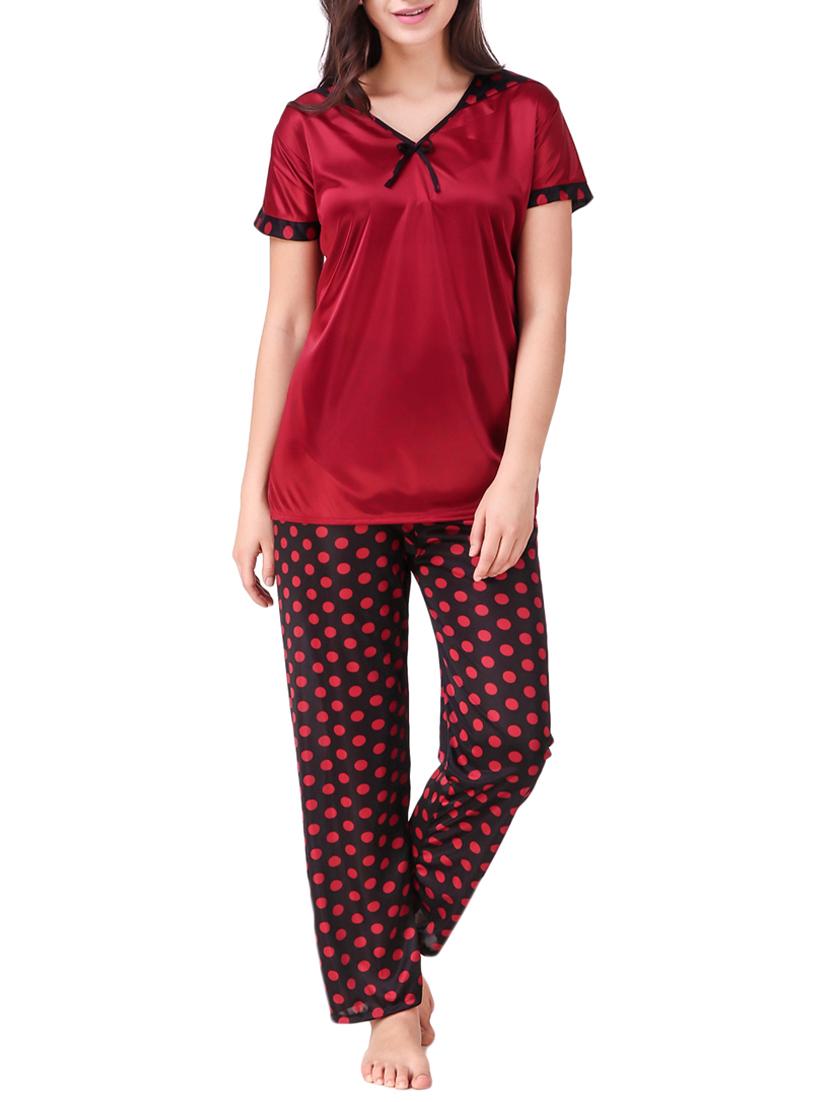 polka dotted nightwear pajama set - 15416593 - Zoom Image - 1
