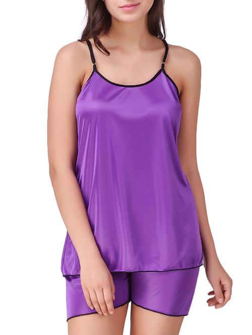 solid nightwear shorts set - 15416607 - Standard Image - 1