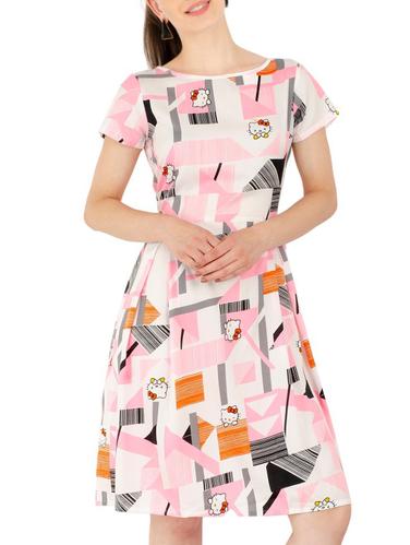 abstract print fit and flare dress - 15416622 - Very Small Image - 1