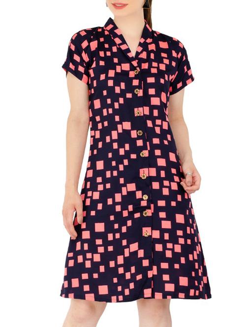 Geometric print button down shirt dress - 15416624 - Standard Image - 1