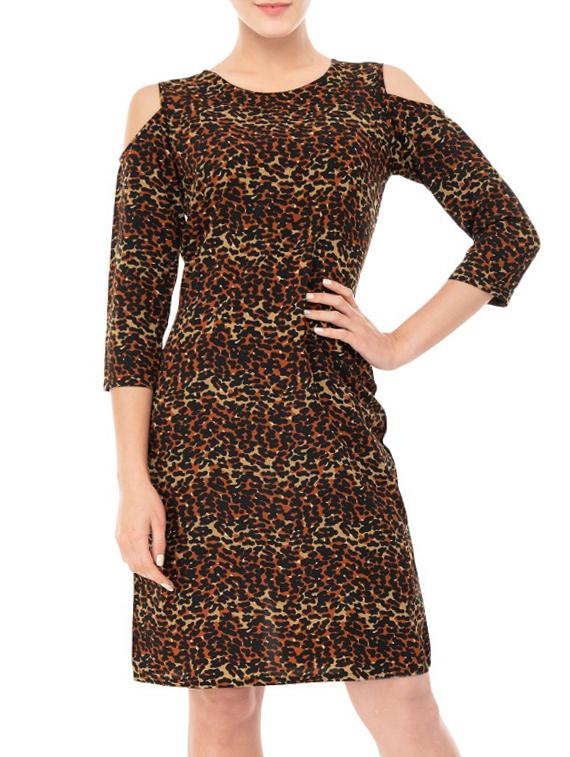 animal print cold shoulder dress - 15416628 - Zoom Image - 1