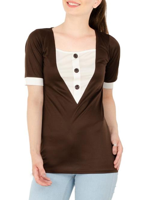button detail panel detail neckline top - 15416629 - Standard Image - 1