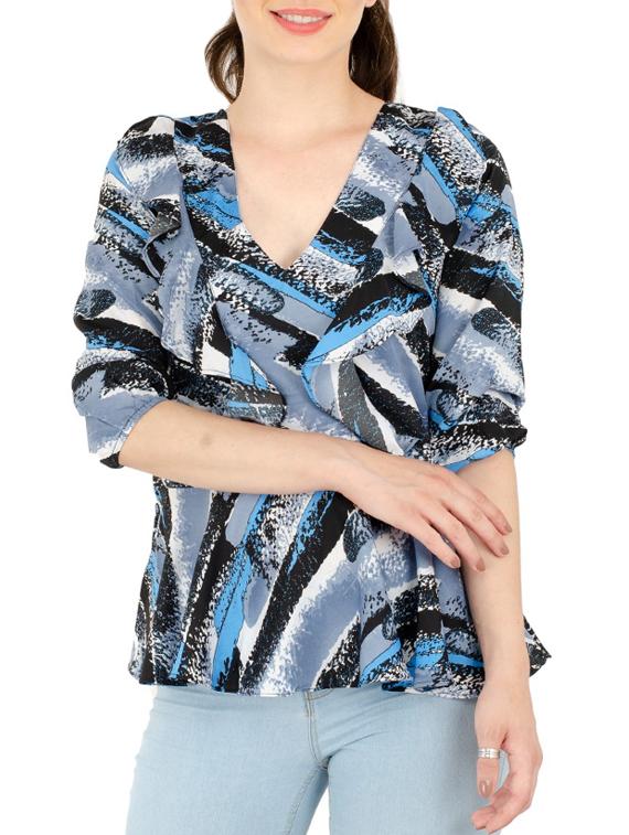 ruffle detail flared hem top - 15416630 - Zoom Image - 1