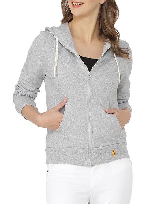 solid hooded zip up sweatshirt - 15416635 - Standard Image - 1