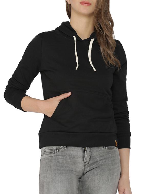 hooded neck solid sweatshirt - 15416642 - Zoom Image - 1