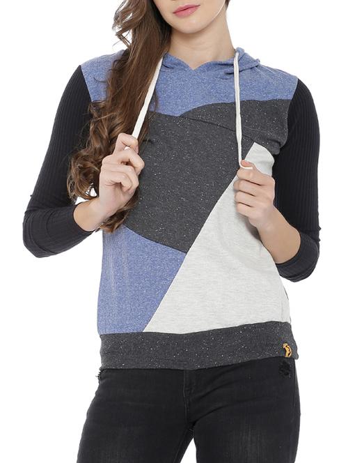 color blocked hooded sweatshirt - 15416661 - Standard Image - 1