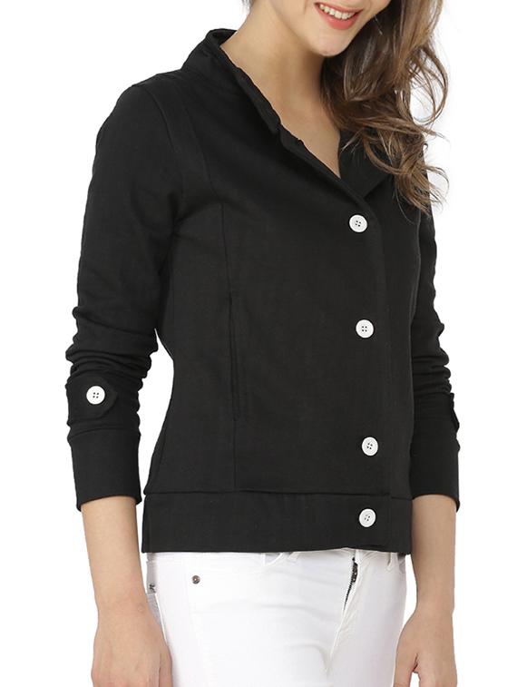 button down lapel neck jacket - 15416672 - Zoom Image - 2