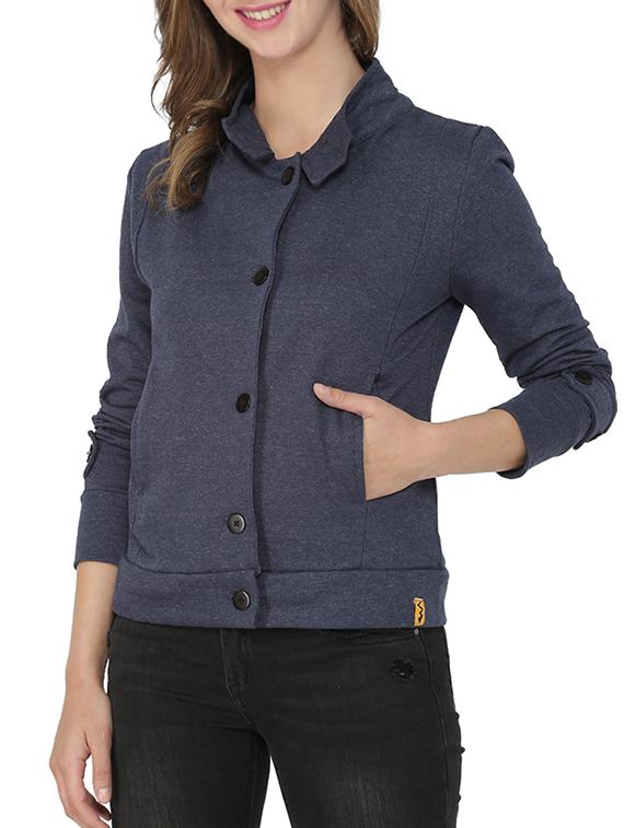 stylized neck button down jacket - 15416673 - Zoom Image - 1