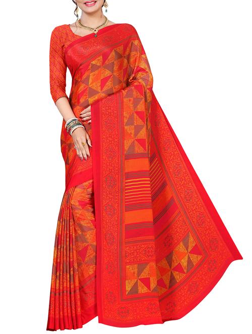Geometrical printed saree with blouse - 15416685 - Very Small Image - 1