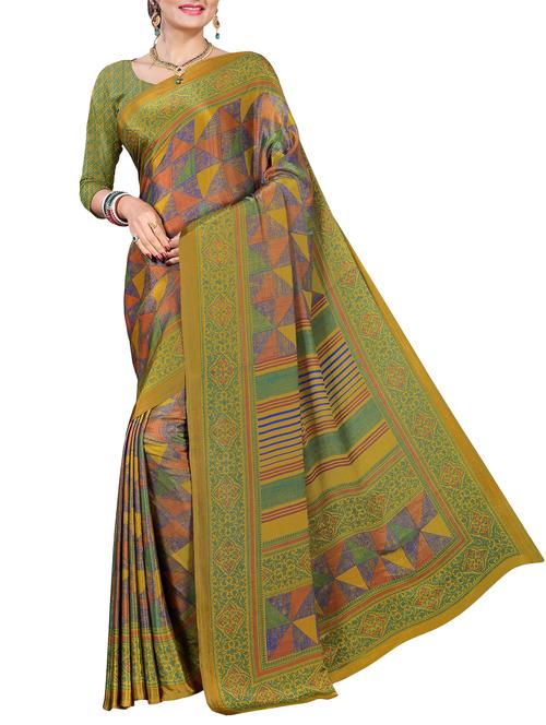 Geometrical printed saree with blouse - 15416688 - Very Small Image - 1