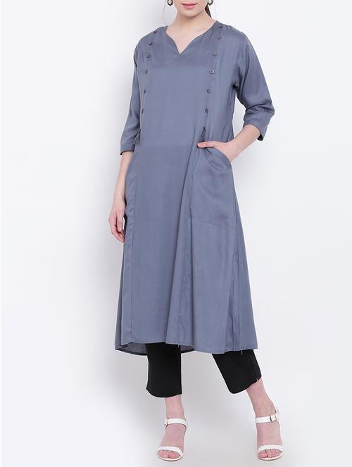 A-line pocket kurta with tassels - 15416702 - Standard Image - 1