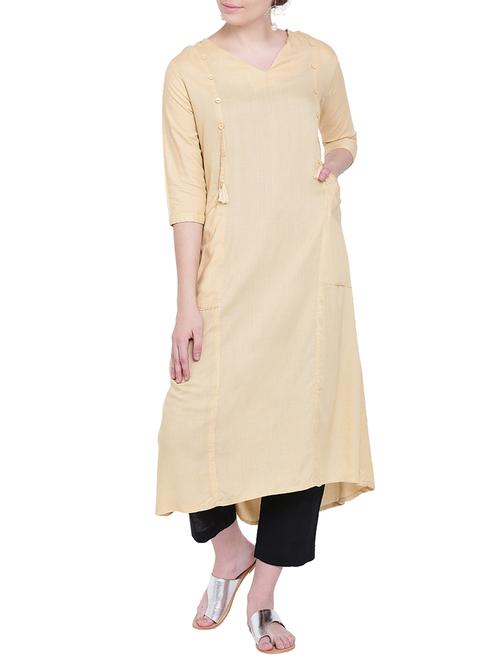 A-line pocket kurta with tassels - 15416706 - Standard Image - 1