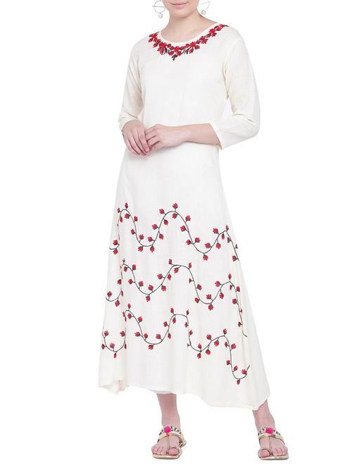 Asymmetric embroidered kurta - 15416711 - Standard Image - 1