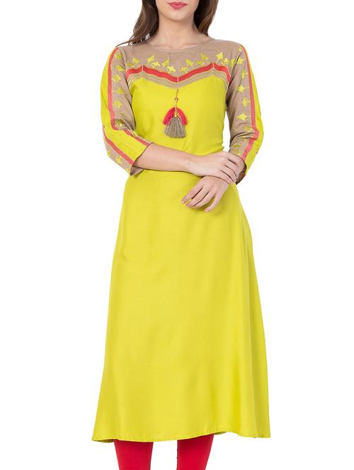 a-line embroidered kurta with tassels - 15416715 - Very Small Image - 1