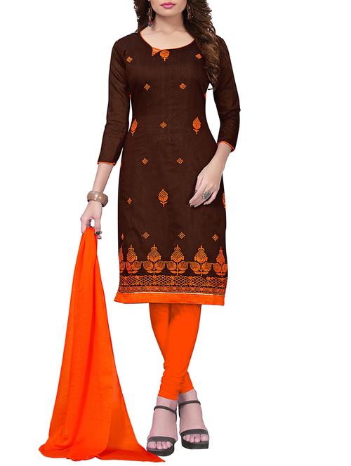 embroidered unstitched churidaar suit - 15416890 - Standard Image - 1