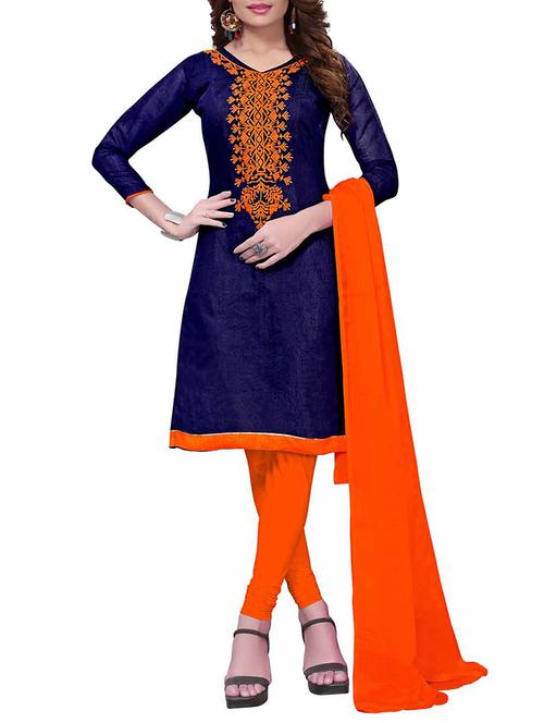 embroidered unstitched churidaar suit - 15416893 - Standard Image - 1