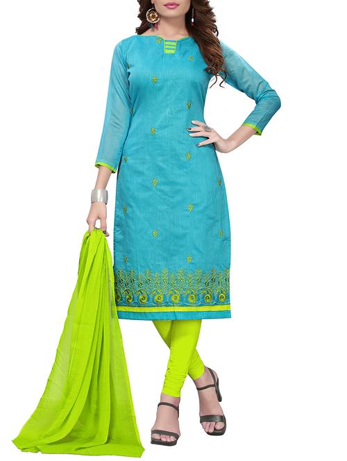 embroidered unstitched churidaar suit - 15416897 - Standard Image - 1