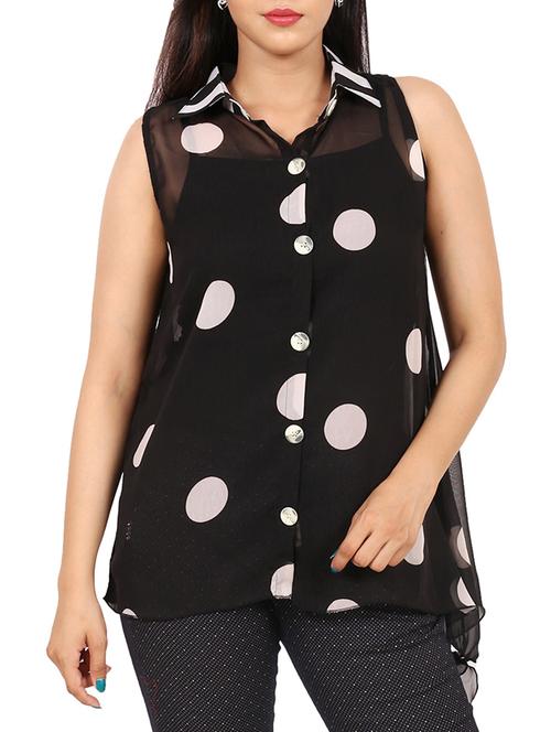polka dot tie up shirt tunic - 15417058 - Standard Image - 1