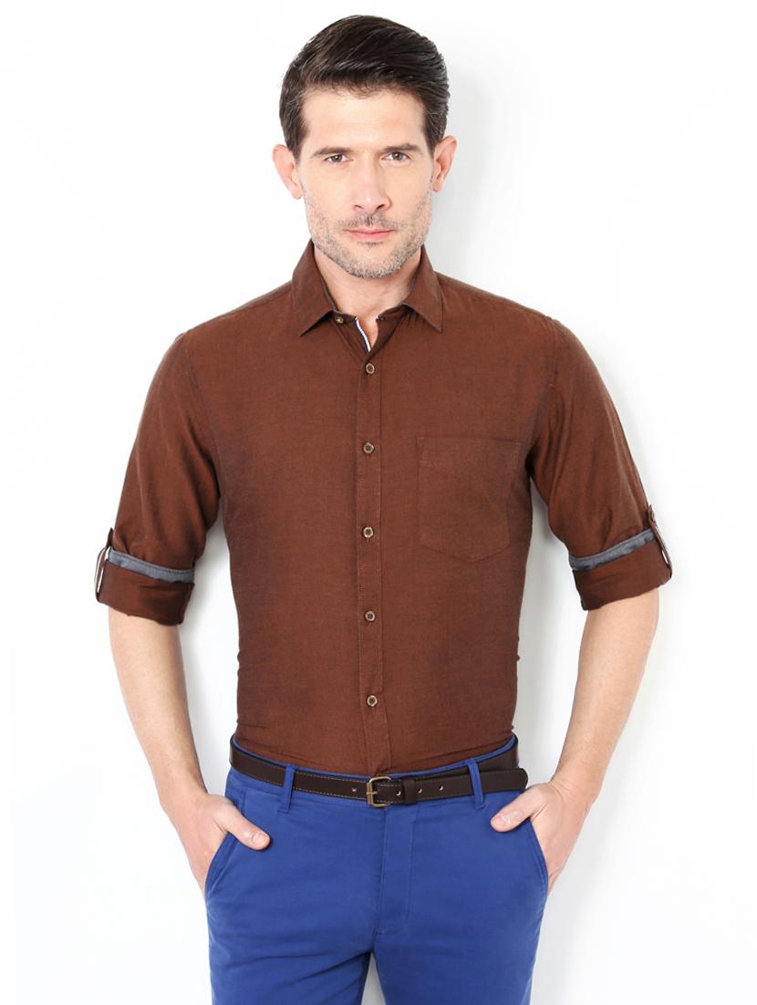 brown cotton casual shirt - 15417062 - Zoom Image - 1