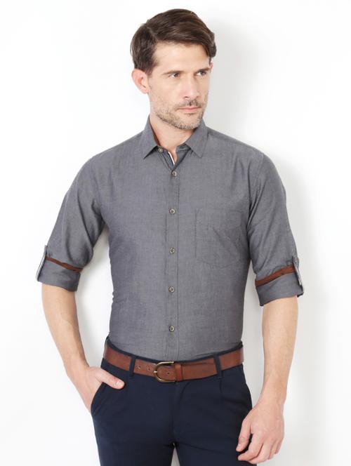 grey cotton casual shirt - 15417063 - Standard Image - 1