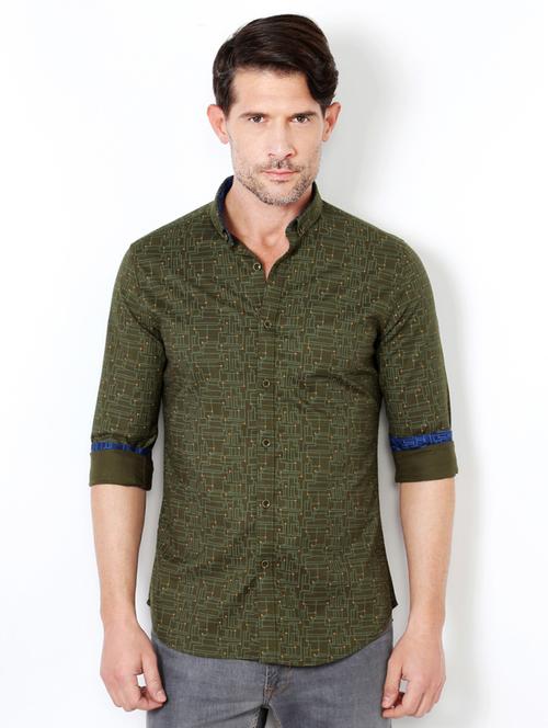 green cotton casual shirt - 15417064 - Standard Image - 1