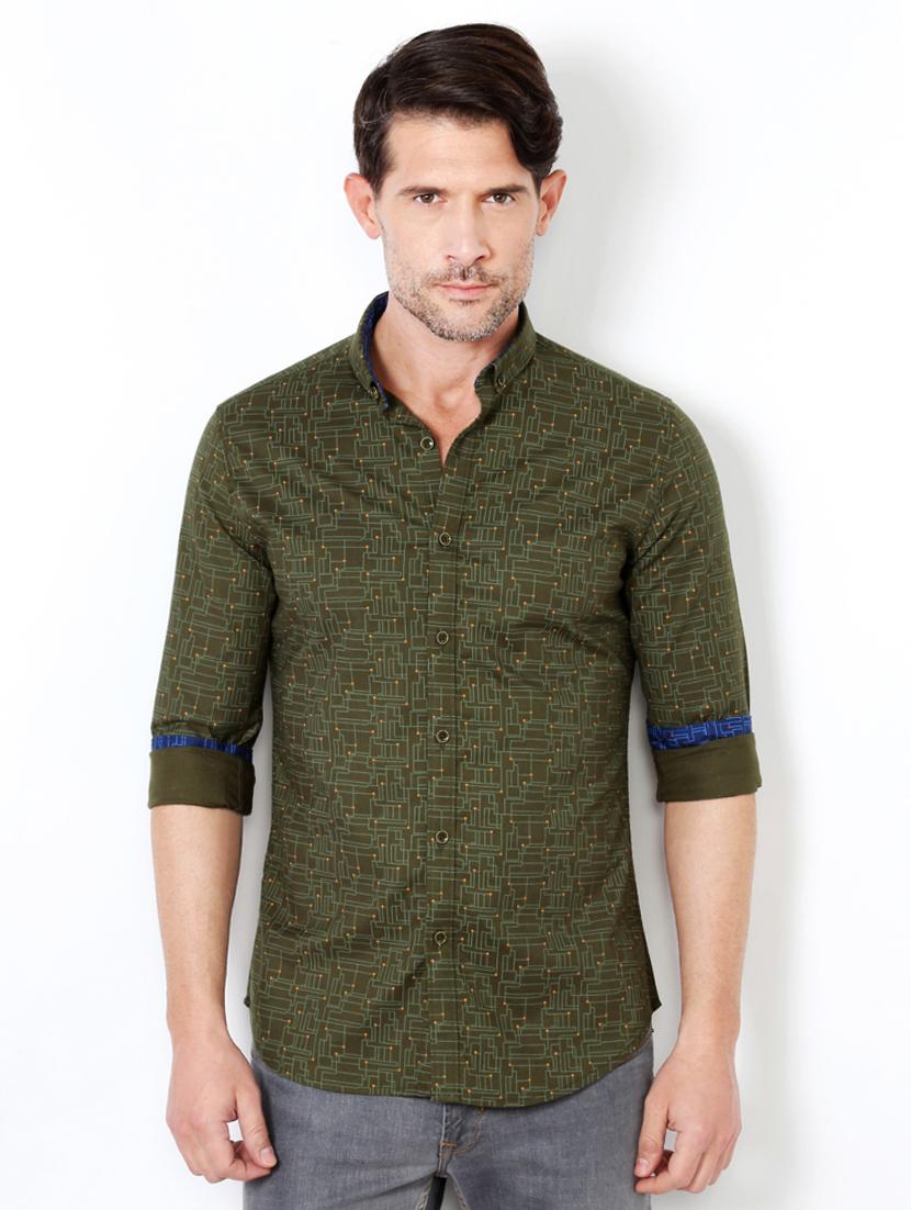 green cotton casual shirt - 15417064 - Zoom Image - 1