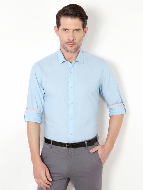 blue cotton casual shirt - 15417065 - Standard Image - 1
