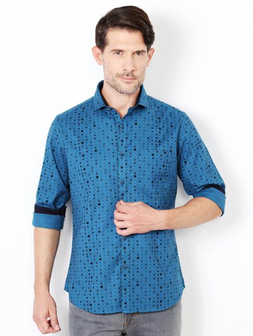 blue cotton casual shirt - 15417066 - Standard Image - 1