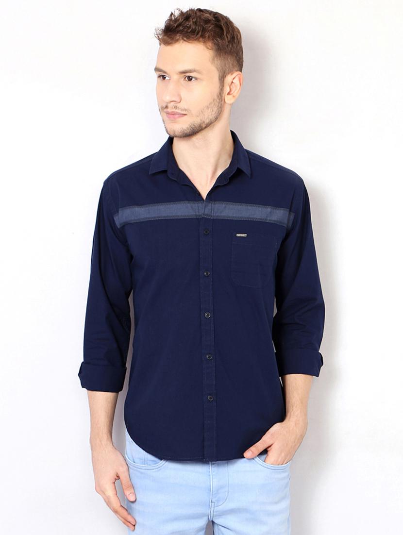 navy blue cotton casual shirt - 15417069 - Zoom Image - 1