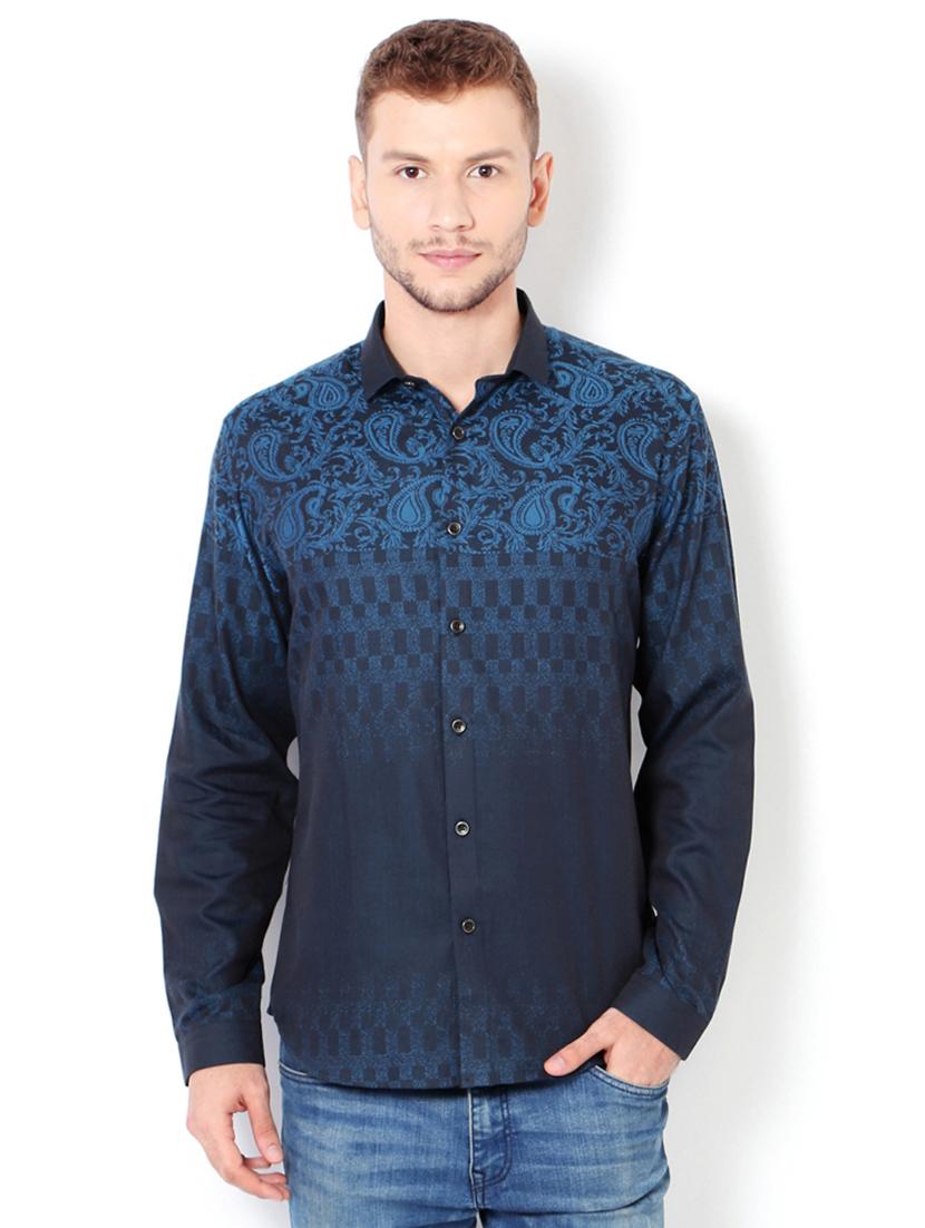 navy blue cotton casual shirt - 15417073 - Zoom Image - 1