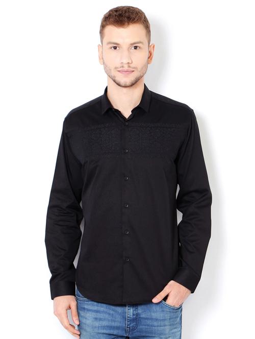 black cotton casual shirt - 15417075 - Standard Image - 1