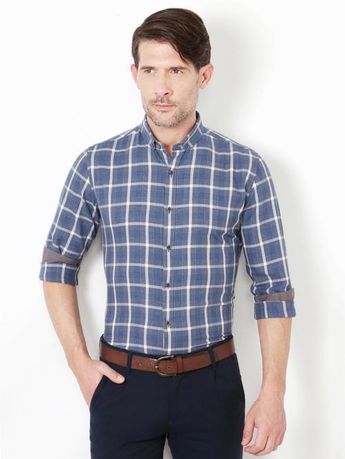 blue cotton casual shirt - 15417078 - Very Small Image - 1
