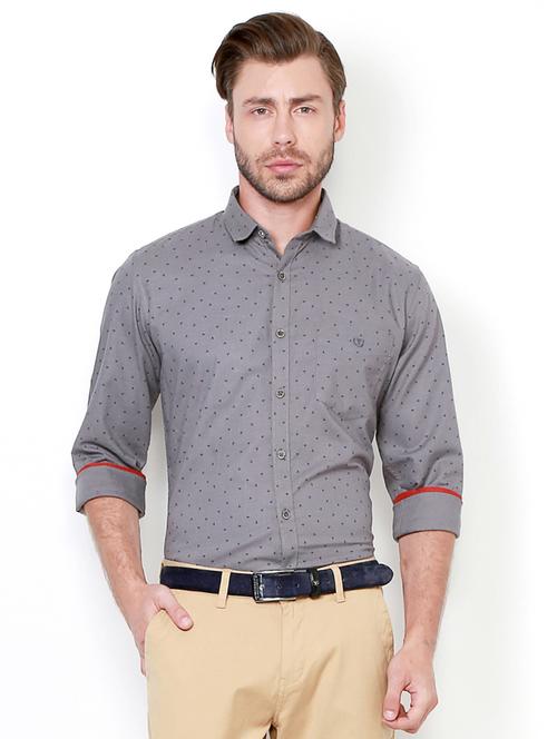 grey cotton casual shirt - 15417081 - Very Small Image - 1