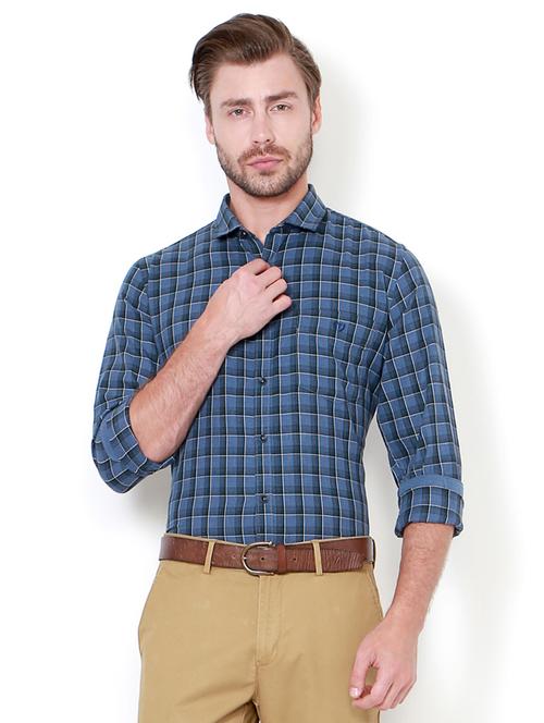 blue cotton casual shirt - 15417083 - Very Small Image - 1