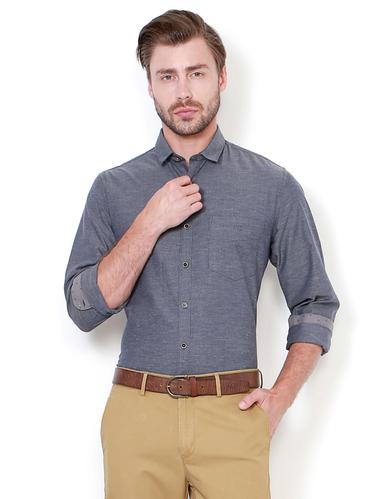 grey cotton casual shirt - 15417084 - Very Small Image - 1
