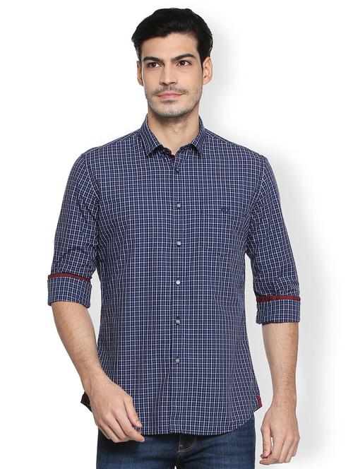 navy blue cotton casual shirt - 15417087 - Standard Image - 1