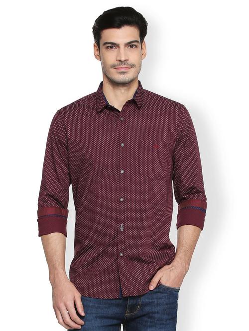 maroon cotton casual shirt - 15417088 - Standard Image - 1