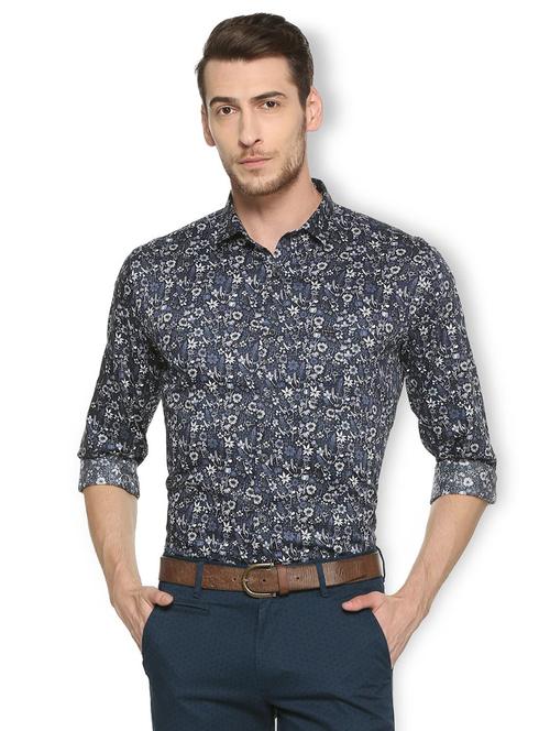 navy blue cotton casual shirt - 15417091 - Standard Image - 1