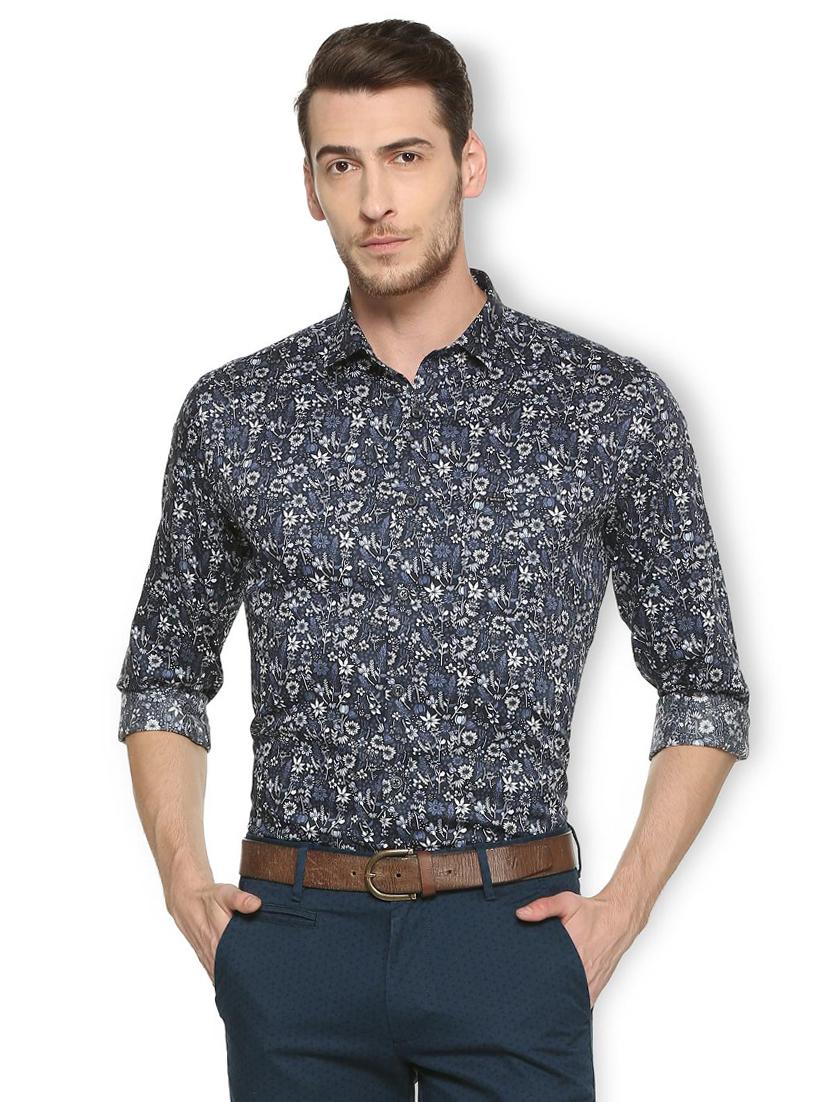 navy blue cotton casual shirt - 15417091 - Zoom Image - 1